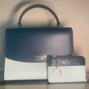 Kate Spade Navy and White Satchel with Wallet